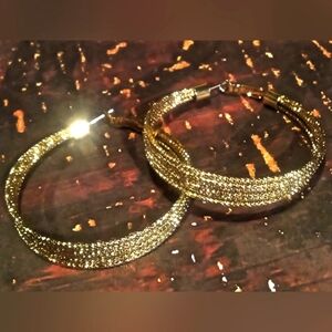 Large Multilayered Gold Tone Hoop Earrings